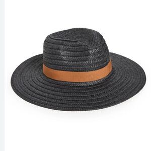 Madewell Packable Braided Straw Hat in Almost Black M/L NWT